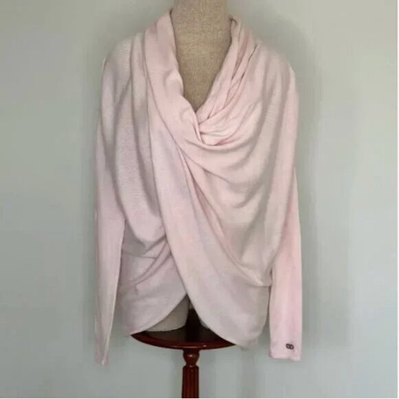 CALIA Effortless Wrap Neck Post Workout Sweater Pink Cashmere Blend Size XS - Picture 9 of 9